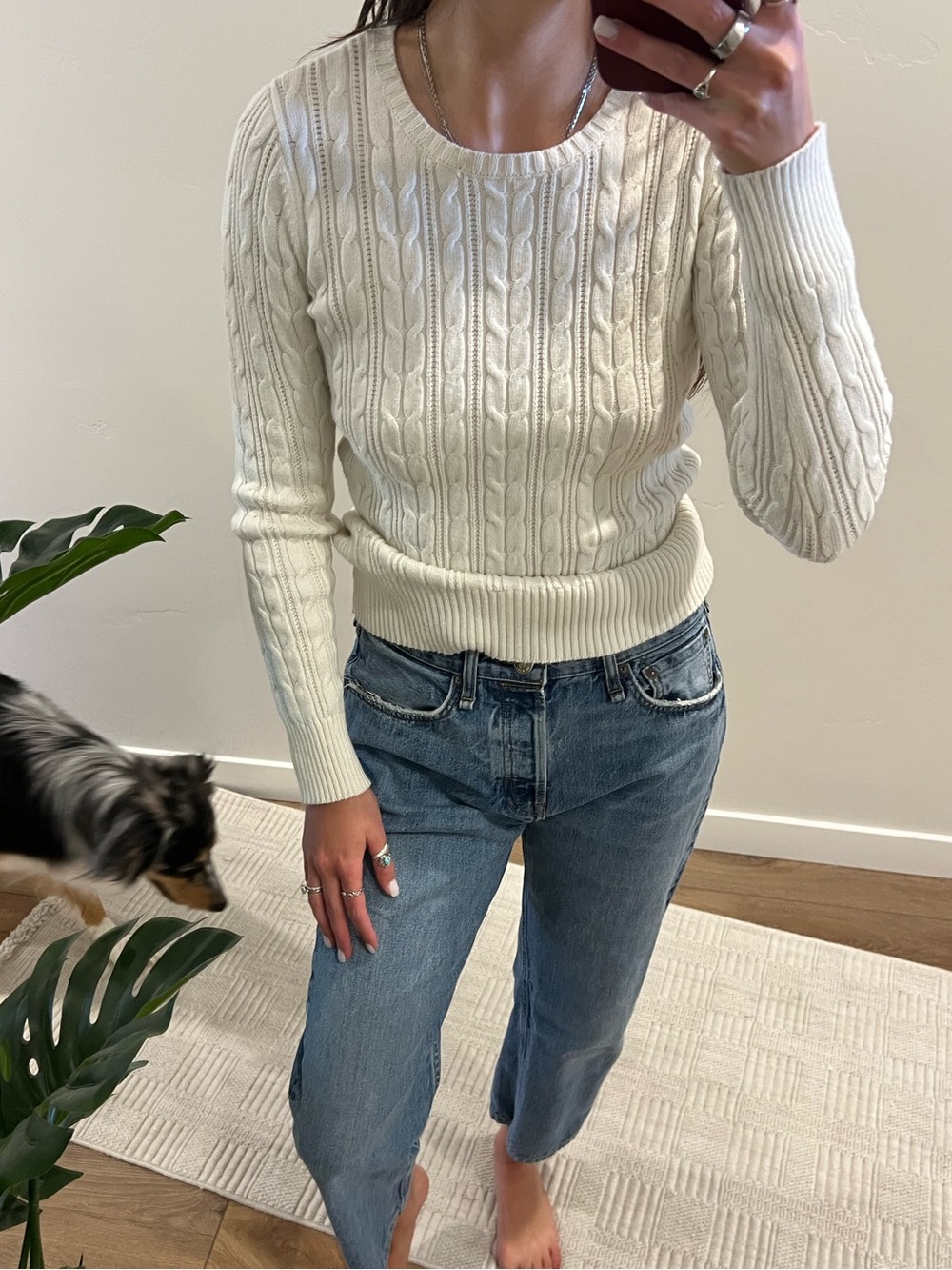 Vintage St John’s bay Classic Cable Knit Crewneck Sweater - Cream